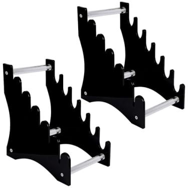 Imagem de Suporte de faca removível de 6 camadas, estojo leve de armazenamento de canivetes, perfeito para colecionadores e entusiastas - 2 peças de suporte de exibição de facas de acrílico