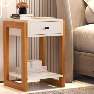 Imagem de Mesa De Cabeceira Com 1 Gaveta Mexico Perola Brilho