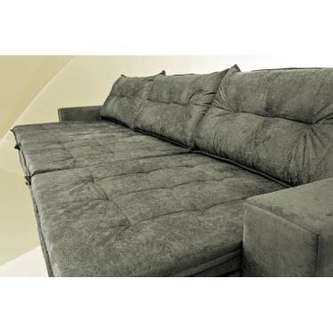 Imagem de Sofá Austrália 3,82 Mts Retrátil, Reclinável Com Molas E Pillow No Assento Tecido Suede Cinza