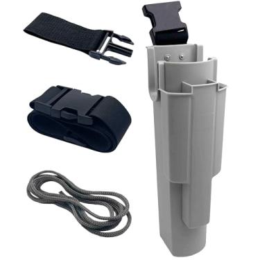 Imagem de Coldre de limpeza de janela com cinto, balde lateral removível, ferramenta removível para suporte de rodo, carrega várias ferramentas na cintura, kit de limpeza ideal, cinza