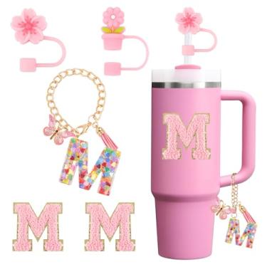 Imagem de Conjunto de acessórios para copo Stanley Cup 850.5 g 1,134.0 g copo com alça, incluindo tampa de palha, pingente de alça, adesivo 5 peças (M)