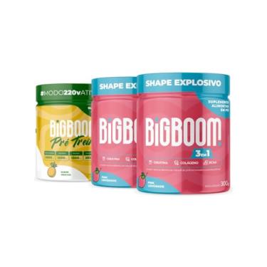 Imagem de Kit 2Creatinas - BIGBOOM - 100% Pura 300G. 3 em 1 | Colágeno, BCAA + Creatina Monohidratada + Pré treino. (Grande, Abacaxi)