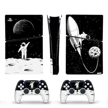 Imagem de Space Astronaut Skin PS5,Galaxy Moon Spaceship Anime Cartoon Vinyl Cover Wrap Sticker Set for Console 2 Controllers,Space Theme Removeable Decal Cover for Boys Teens