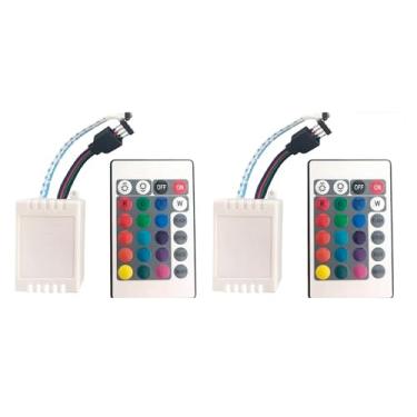 Imagem de Kit 2 Controles Rgb para Fita Led 5050 3528 + 2 Central Controladora Controlador