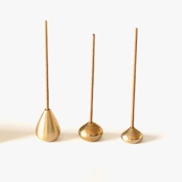 Imagem de 3 peças mini suporte de incenso de latão, suporte de cone de incenso, suporte de incenso de bobina portátil, suporte de incenso para casa de chá, escritório em casa, formato de gota de água