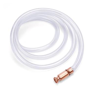 Imagem de UHANBUT Bomba de mangueira de sifão de gás, agitador de 1,8 m, bomba de transferência de combustível autoescorvante com válvula de cobre de 1/5.1 cm, bombas manuais multiuso para óleo, gasolina