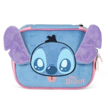 Imagem de Estojo Escolar Stitch Box Disney Pelucia 3D Azul Luxcel