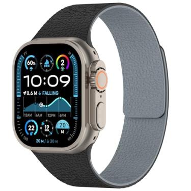 Imagem de LYSMVIVI Pulseira magnética de silicone de lichia compatível com Apple Watch Ultra SE séries 11, 10, 9, 8, 7, 6, 5, 4, 3, 2 e 1 de 49 mm, 46 mm, 46 mm, 45 mm, 44 mm, 42 mm, 41 mm, 40 mm, 38 mm, preto