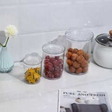 Imagem de Conjunto de 3 Potes Herméticos Redondos de Plástico Com Tampa para Armazenamento