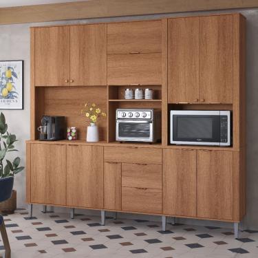 Imagem de Armário De Cozinha Astra 10 Portas 4 Gavetas Jequitibá - Lukaliam