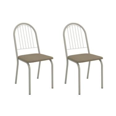 Imagem de Cadeira De Cozinha Noruega 2c077nk Aço Kit 2 Un Niquel-boucle Bege Fendi - Kappesberg