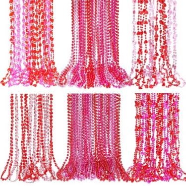 Imagem de Ecation 150 peças colar de contas de dia dos namorados colar de festa de dia dos namorados colar rosa vermelho coração colar em forma de coração presentes para dia dos namorados adereços de despedida