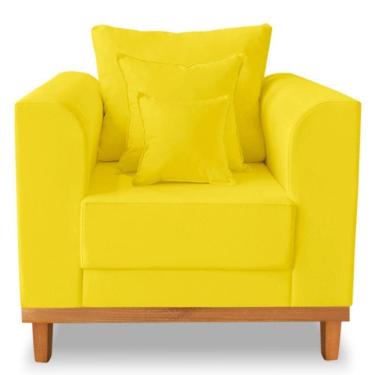 Imagem de Poltrona Estofada Decorativa Beny Tecido Suede Amarelo