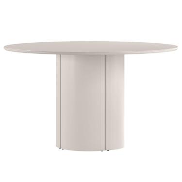 Imagem de Mesa De Jantar Redonda Para 6 Lugares 135cm Tampo Mdf Com Vidro Serena Off White - New Ceval