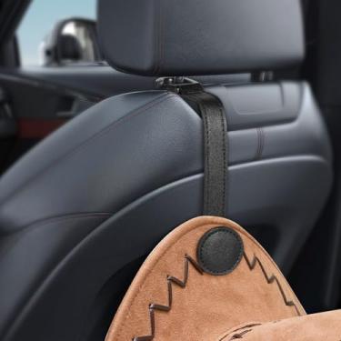 Imagem de SHANXUMC Suporte de chapéu de cowboy para caminhão, clipe magnético de couro para chapéu, economia de espaço, assento de carro, caminhão, SUV, acessórios de carro para manter o chapéu em forma (preto)