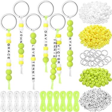 Imagem de IASINN 564 peças, kit de chaveiro de contas faça você mesmo para adultos, crianças, artesanato, letras a granel, joias, suprimentos para fazer joias, bolsa do alfabeto, berloques, acessórios para fãs