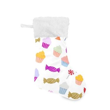 Imagem de GakkiGii Meia grande de Natal para doces e bolos, decoração de Natal para pendurar na parede da árvore da lareira, 45 x 31 cm