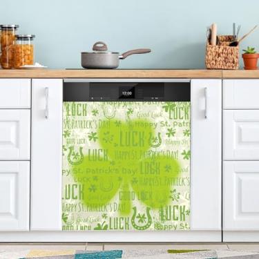 Imagem de ATTX Capa magnética para lava-louças do trevo do Dia de São Patrício, 58 cm C x 66 cm A Decoração da capa da máquina de lavar louça, decalques para armários domésticos e eletrodomésticos adesivos #67