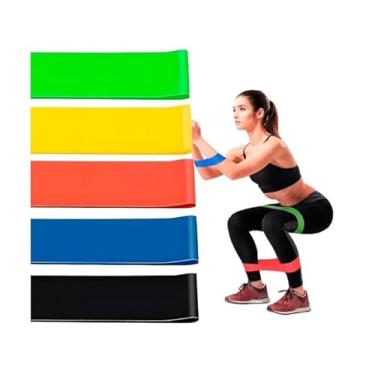 Imagem de Mini Band Kit Faixas Elásticas para Exercícios 5 Bandas de Resistência para Yoga Pilates Alongamento Treino de Força e Reabilitação