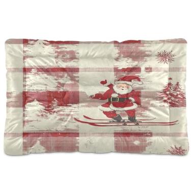 Imagem de SEHANY Cama de Natal para cães de Papai Noel, cama de gato com fundo antiderrapante, cama de canil, colchão macio para animais de estimação, lavável para cães pequenos, médios e grandes, gatos, 45,7 x