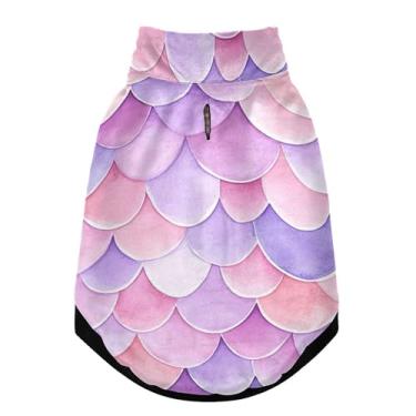 Imagem de SEHANY Casaco de cachorro com escama de peixe arco-íris para cães pequenos, superquente à prova de vento, jaqueta de inverno macia e aconchegante para clima de neve fria com coleira para animais de