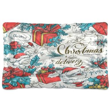 Imagem de SEHANY Cama de Natal para cães e gatos com fundo antiderrapante, cama de canil, colchão macio para animais de estimação, lavável, para cães pequenos, médios e grandes, gatos, 91 x 61 cm