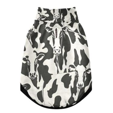 Imagem de SEHANY Casaco de cachorro preto e branco com estampa de vaca para cães pequenos, superquente à prova de vento, jaqueta de inverno macia e aconchegante para clima de neve fria com coleira para animais