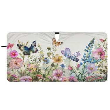Imagem de Blueangle Sombra solar para para-brisa de ervas e flores coloridas - 157,5 cm x 81,3 cm dobrável para janela dianteira do carro bloqueia raios UV viseira de sol (33)