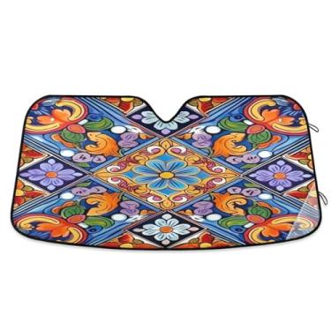 Imagem de ATTX Para-brisa de carro de cerâmica mexicana 139.7 cm x 70.1 cm Protetor solar universal com proteção UV, persiana de janela frontal automática dobrável para caminhões Sedans SUVs #699