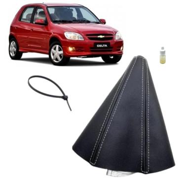 Imagem de Coifa Forro Courvin Cobertura Alavanca Câmbio Manual Compatível Com Celta Life 2010 Á 2015 (PRETO - COSTURA PRATA)