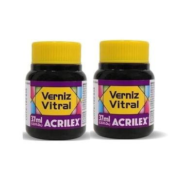 Imagem de Kit 2 Verniz Vitral Acrilex Violeta 516 37ml – Transparente e Brilhante para Vidro, Copos, Garrafas, Vasos, Cerâmica e Porcelana – Efeito Vitrais Profissional