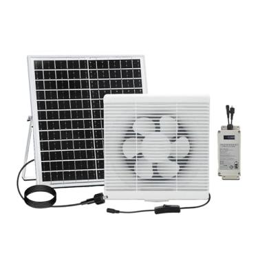 Imagem de Fenteer Ventilador de ventilação movido a energia solar, extrator de ar de alta velocidade, 12 V, exaustor de caixa de veneziana para porão, galinheiro, 6inch