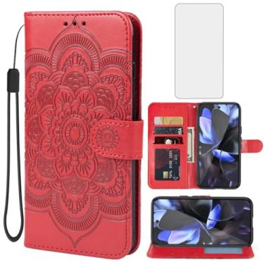 Imagem de Bohefo Capa para Pixel 10, capa carteira Pixel10 Pro com protetor de tela de vidro temperado, capa flip de couro mandala, suporte para cartão de crédito, suporte para celular para Google Pixel10 Pro