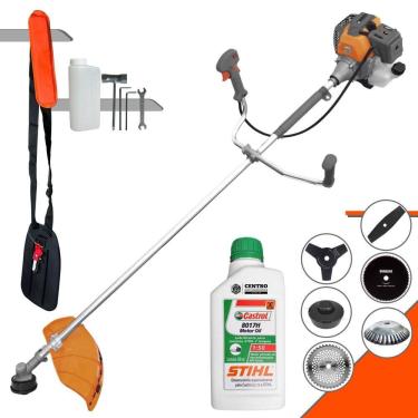 Imagem de Roçadeira Aparador de Grama À Gasolina Tekna RL430-P 43cc 1,7HP 10.000rpm Completo Com Kit 4 Lâminas + Carretel + Escova de Aço + ÓLEO STIHL 2T