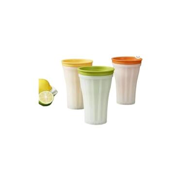 Imagem de Forma de Gelo Smoothie Copo Com Tampa, Plástico, Branca/Verde, 150ml, 14,5 x 9,5cm, Base Estável, Design Moderno