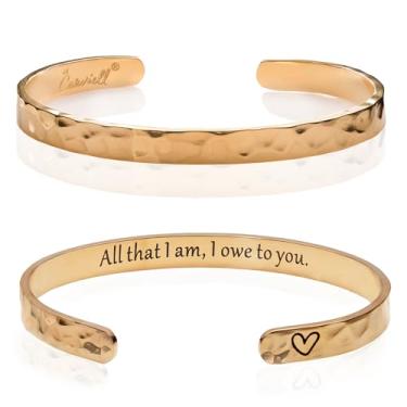 Imagem de Carviell Pulseiras femininas gravadas – inspiradoras, amizade, amor, mãe, filha, irmã, cristã, formatura, memorial e presentes de casamento – 80+ frases – aço inoxidável, pronto para presente, One