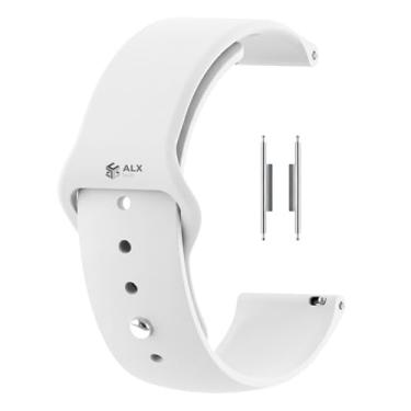 Imagem de Pulseira de Silicone 20mm Compatível com GTS 4 / GTS 2 Mini/GTR Mini – Pino de Encaixe Perfeito, Ajustável e Confortável (Branco)