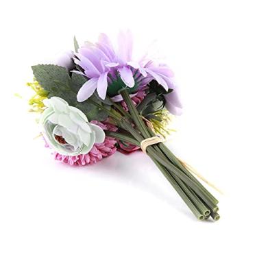 Imagem de HEEPDD Buquê de Flores de Seda Artificial, Arranjo, Decoração Realista de 22 Cm para Eventos de Casa e Casamento Buquê de Flores de Seda Artificial, Decoração Floral de para Casa