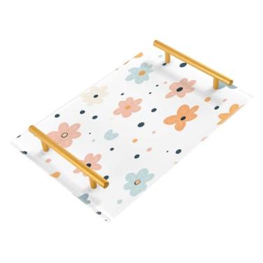 Imagem de Wassud Cute Petals Bandeja de banheiro com alças organizador de perfume de joias de acrílico para banheiro, quarto, cozinha, balcão de 30 x 20 cm