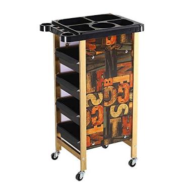 Imagem de LMJYU Carrinho de servir, carrinho de salão de beleza de 5 níveis com gavetas, carrinho utilitário de cabeleireiro de spa com roda, capacidade de 20 kg, carrinho de ferramentas de tatuagem com suporte