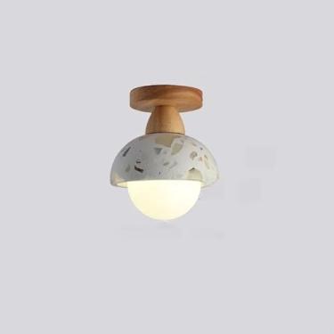 Imagem de Luminária de teto redonda de pedra com LED para varanda, corredor, sala de estar, estilo industrial vintage, para entrada.