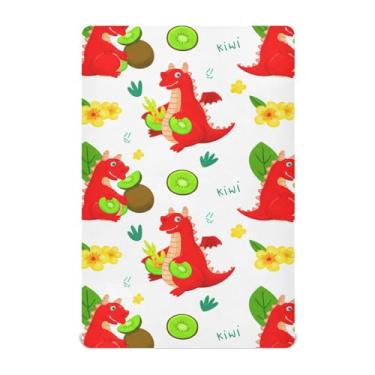 Imagem de Wassud Jogo de lençol com desenho animado de dragões vermelhos para berço de berço respirável para meninos e meninas, neutro, 71 x 132 cm