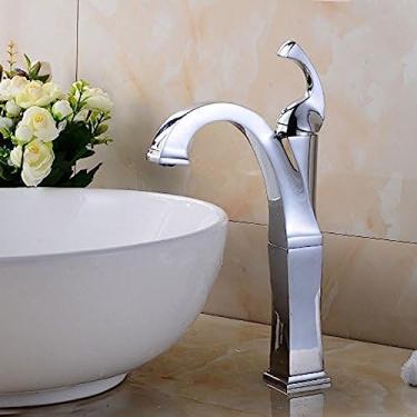 Imagem de LMJYU Torneiras de pia de banheiro Torneira de lavatório, torneira de lavatório estilo torneira de lavatório acima do balcão torneira de lavatório quente e frio torneira quadrada