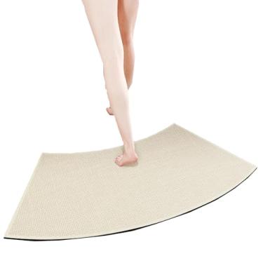 Imagem de Tapete de chuveiro de canto - Tapete de banho curvo antiderrapante antiderrapante - Tapete de chuveiro em forma de ventilador externo (bege, 45 * 100 cm)