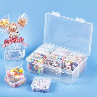 Imagem de Caixa de armazenamento de 15 grades, caixas de armazenamento de plástico, organizadores de contas, mini recipientes transparentes de armazenamento de contas, caixas transparentes com tampa articulada