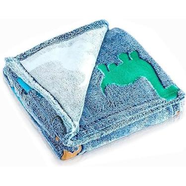 Imagem de Manta Cobertor Infantil Mágico que Brilha no Escuro – Super Macia, Quentinha e Antialérgica Estampas Variadas Perfeito para Crianças Decoração do Quarto - Tamanho 100×150 cm (Dinossauro)