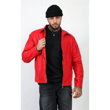 Imagem de Jaqueta Sarja Resinada Vermelha Com Ziper Streetwear Austin Club-Masculino