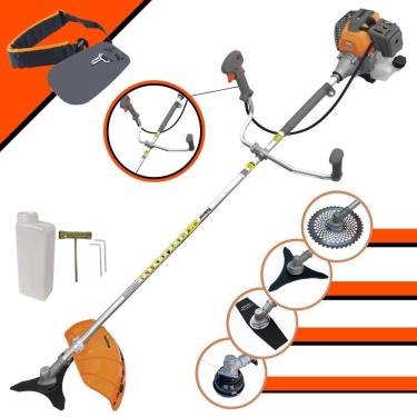 Imagem de Roçadeira Podador de Grama À Gasolina RL520-P 2T 52cc 2HP de Alta Performance Com Carretel e Faca 3 Pontas + EXTRA Faca 2 Pontas e Faca 40 Dentes