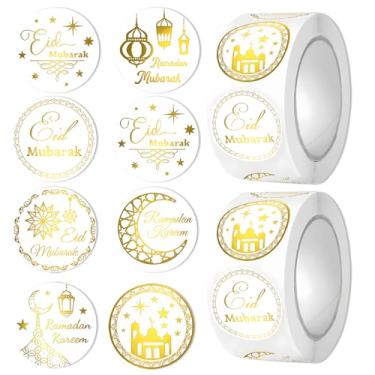 Imagem de JFBNXB Adesivos Eid Mubarak, 1000 peças de adesivos islâmicos para etiquetas de presente do Ramadã, folha de adesivos do Ramadã com adesivos felizes do Ramadã, etiquetas do Ramadã para artesanato e