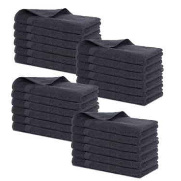 Imagem de RIANGI Conjunto de toalhas de mão de cozinha 100% algodão de 24, 40,6 cm x 71,1 cm pano felpudo macio de secagem rápida - toalhas de cozinha absorventes pretas para banheiro, spa, hotel ou decoração